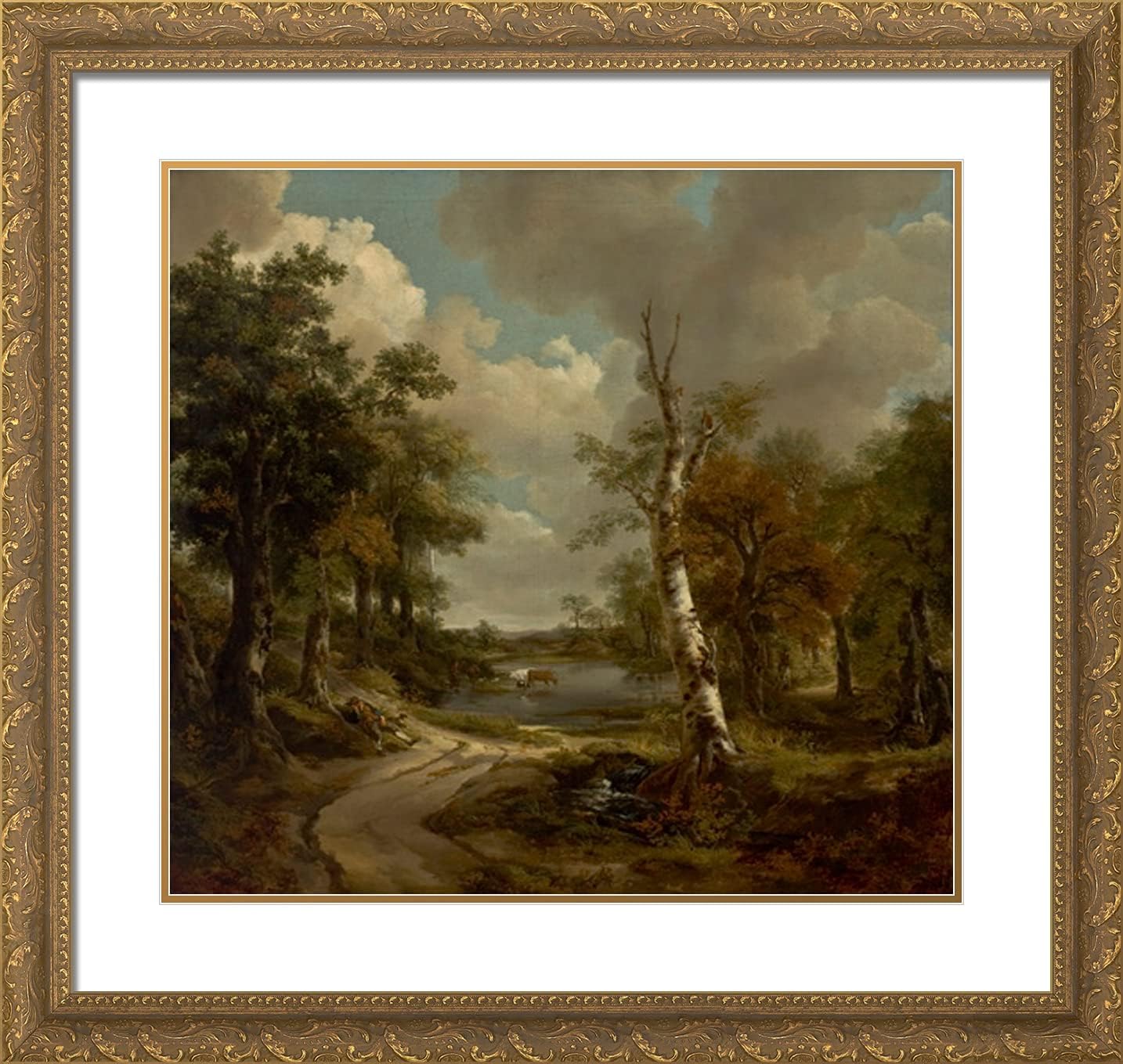 ArtDirect Gainsborough, Thomas 21x20 Gold Ornate Framed Art Print with Double Matting Titled: Drinkstone Park