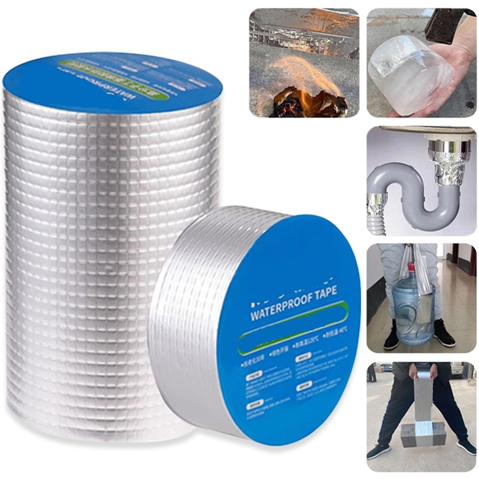 Cinta impermeable de butilo, Cinta butílica del agua papel de aluminio for tamaños múltiples la reparación fugas(10cmx10M)