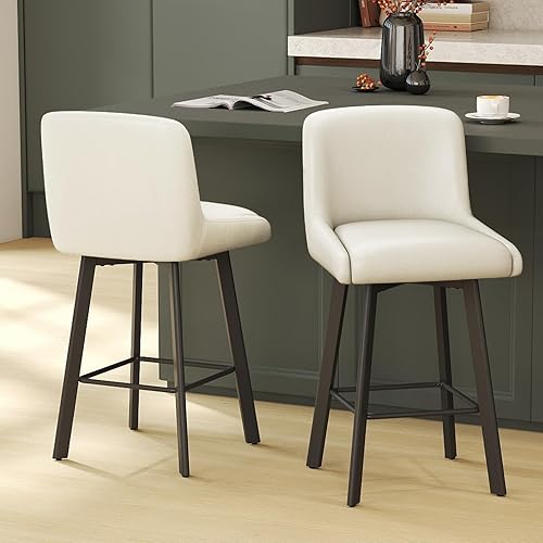 Miniatura 8 de Taburetes de bar giratorios, taburetes de bar tapizados de 26 pulgadas de alto con respaldos, sillas de bar modernas de altura de mostrador para