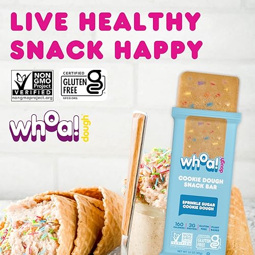 Miniatura 4 de WHOA DOUGH - Barras de masa de galletas comestibles, a base de plantas, sin gluten, veganas, sin OMG, alternativa saludable, ingredientes reales,