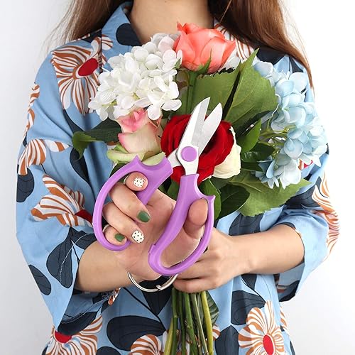 Miniatura 7 de Tijeras de podar de jardín con mango de agarre cómodo, tijeras florales profesionales de acero de primera calidad, perfectas para arreglar flores,