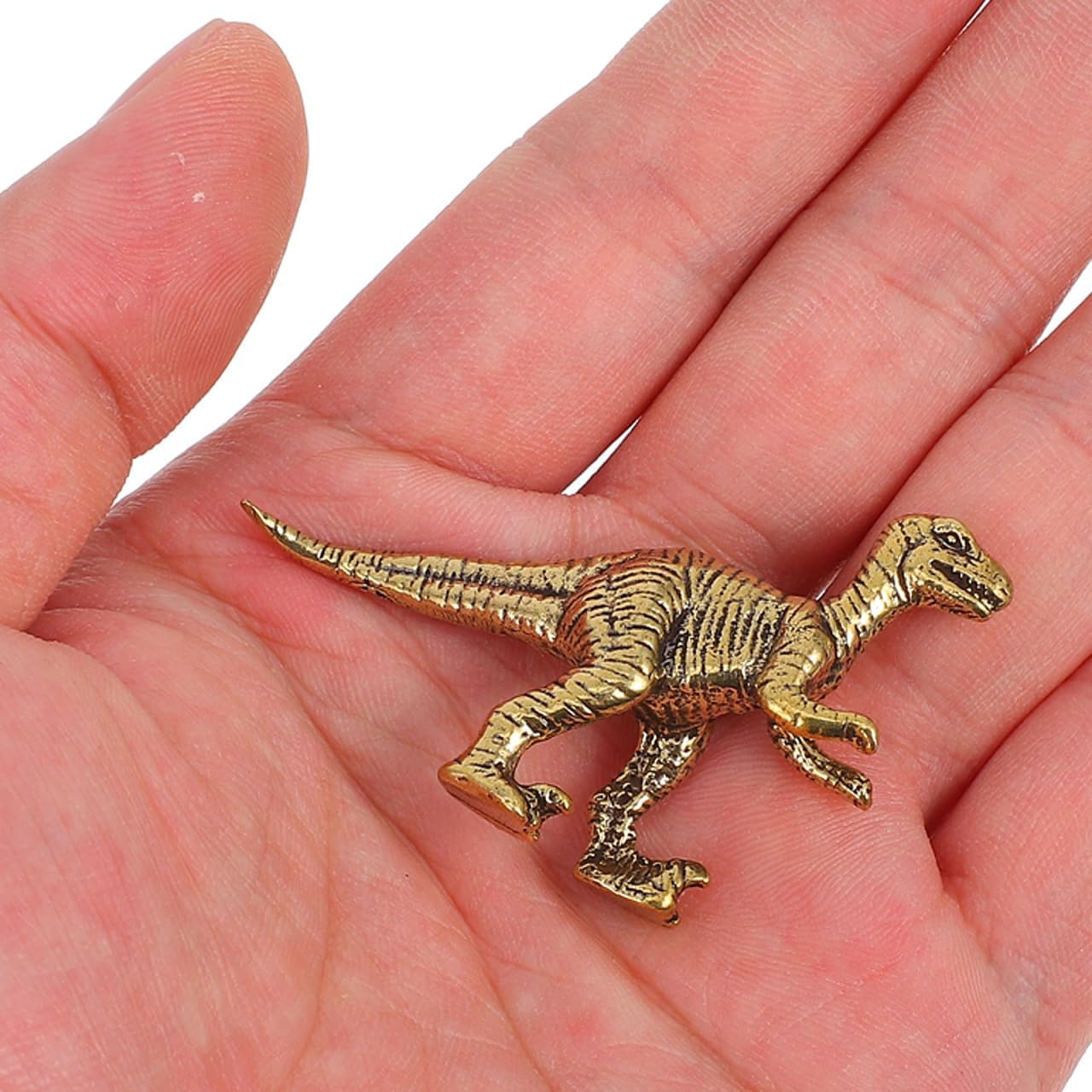 6PCS Mini Dinosaur Statue: Brass Miniature Dinosaur Sculpture Small Animal Figurine Decor Feng Shui Decor Halloween Ornament