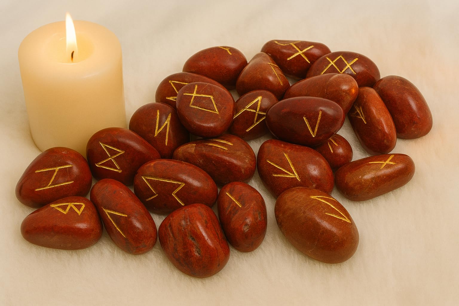 Whitewhale Red Jasper Rune Stones Tumbled Engraved Lettering Crystal Set Healing Chakra Reiki