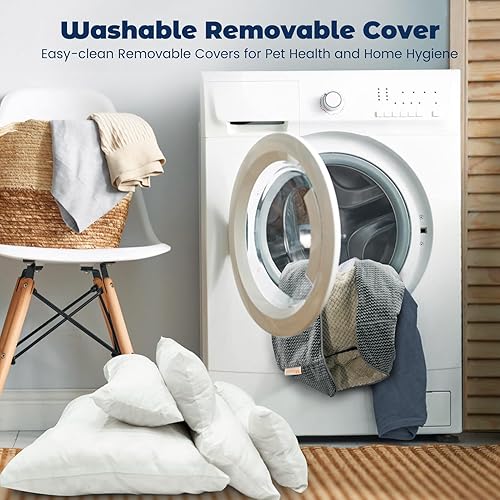 Miniatura 2 de Miguel Cama pequeña para perros lavable y extraíble, cama cuadrada para gatos de interior, cama rectangular para mascotas con cojín lateral suave