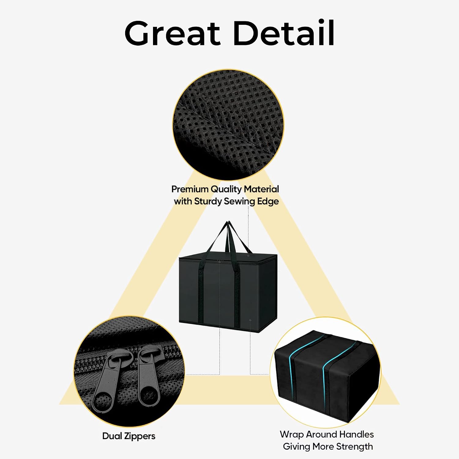 Cooler Bag for Food Delivery, Collapsible Cooler, Reusable Insulated Grocery Bags With Zipper, Foldable, Heavy-Duty, Stands Upright (2-Pack)