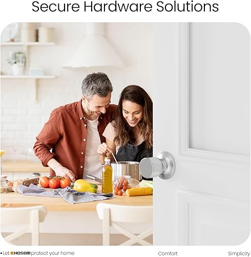 Vista 42 de HOSOM Pomo de puerta con cerradura y llave, perilla de puerta de entrada con llave, cerradura de puerta exterior e interior para puerta delantera