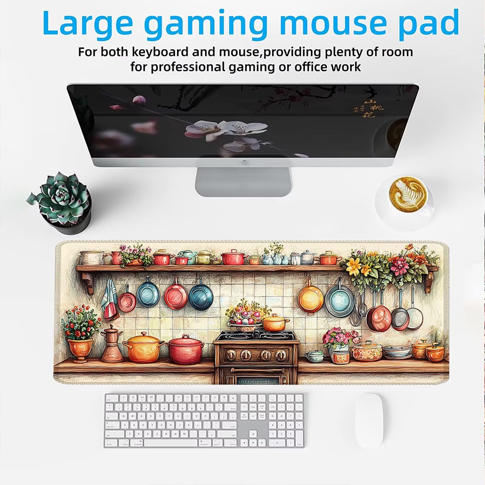 Tappetino Mouse XXL 1200x600x3mm Mouse Pad Gaming, Utensili Da Cucina, Mousepad Base Antiscivolo, Esteso Accessori Scrivania Tracciamento Ad Alta Precisione tappetino per Computer Ufficio, C0P-778