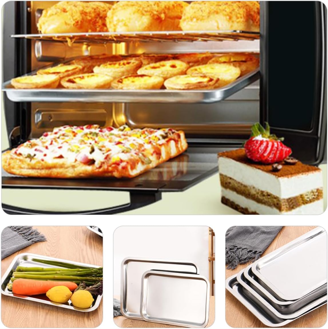 LIFKOME 4pcs Stainless Steel Plates for Boys and Girls Boy Girl Lunch Tray Suction Dish for Camping Home Use