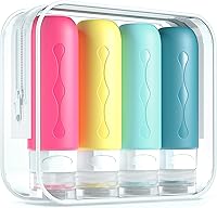 Vista 1 de Gemice Botellas de viaje para artículos de tocador, aprobados por la TSA, recipientes de viaje de 3 onzas, sin BPA, a prueba de fugas, tubos