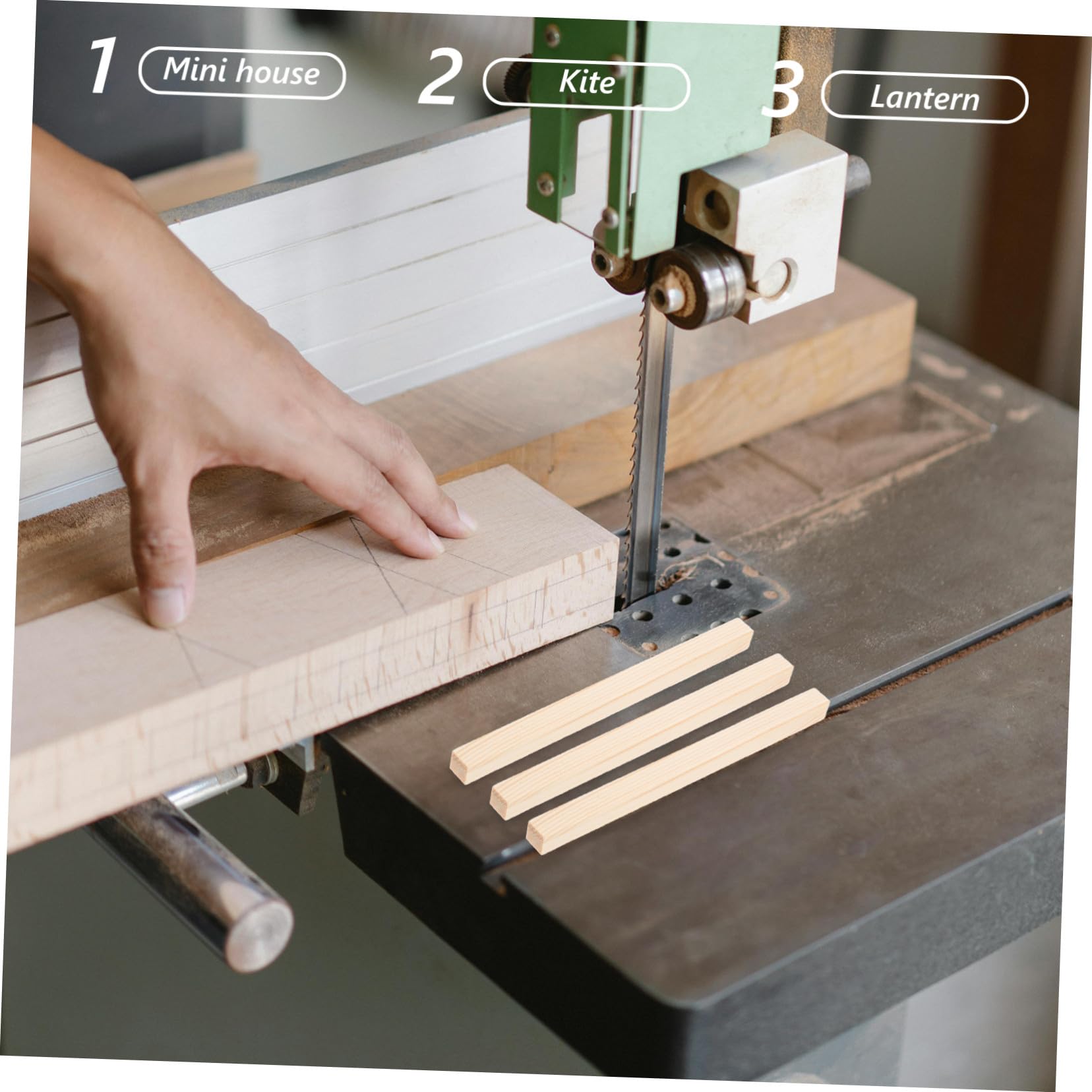 50 Stück Quadratische Holzstäbe Glatte Unbehandelte Holzdübel für Basteln Modellbau DIY Holzstreifen Kreative Holzstäbe für Malen Schneiden Kleben Stabiles Naturmaterial