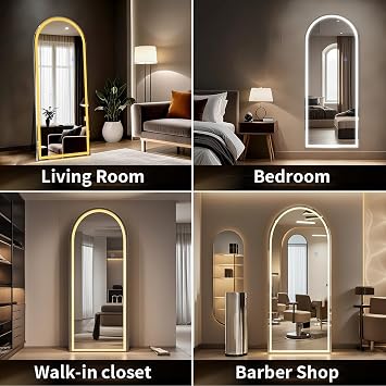 76x34 LED Full Length Mirror, Arched Standing Floor Mirror
