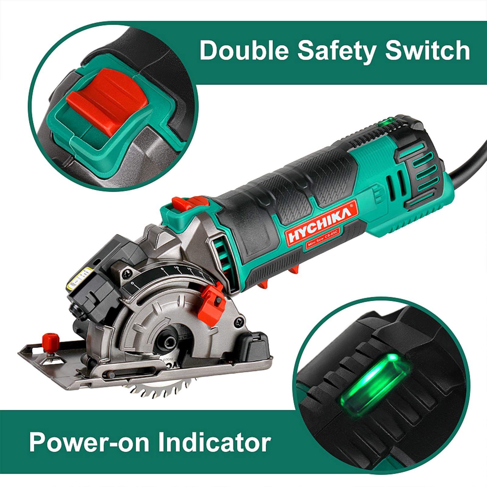 Mini Circular Saw, HYCHIKA Compact Circular Saw Tile Saw with 3 Saw