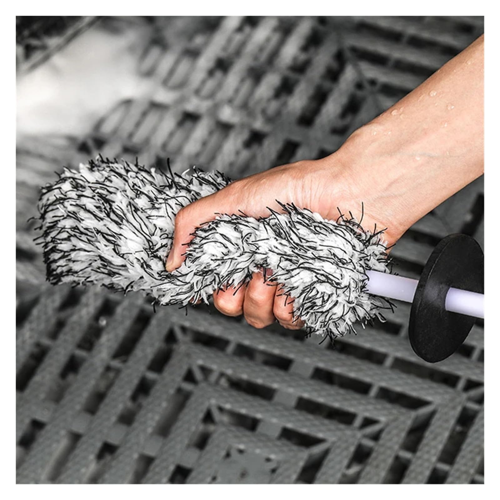 Wysokiej jakości pluszowa szczotka do mycia kół samochodowych, antypoślizgowy uchwyt, rękawica do czyszczenia lufy szprych koła(Blue brush 1pc)