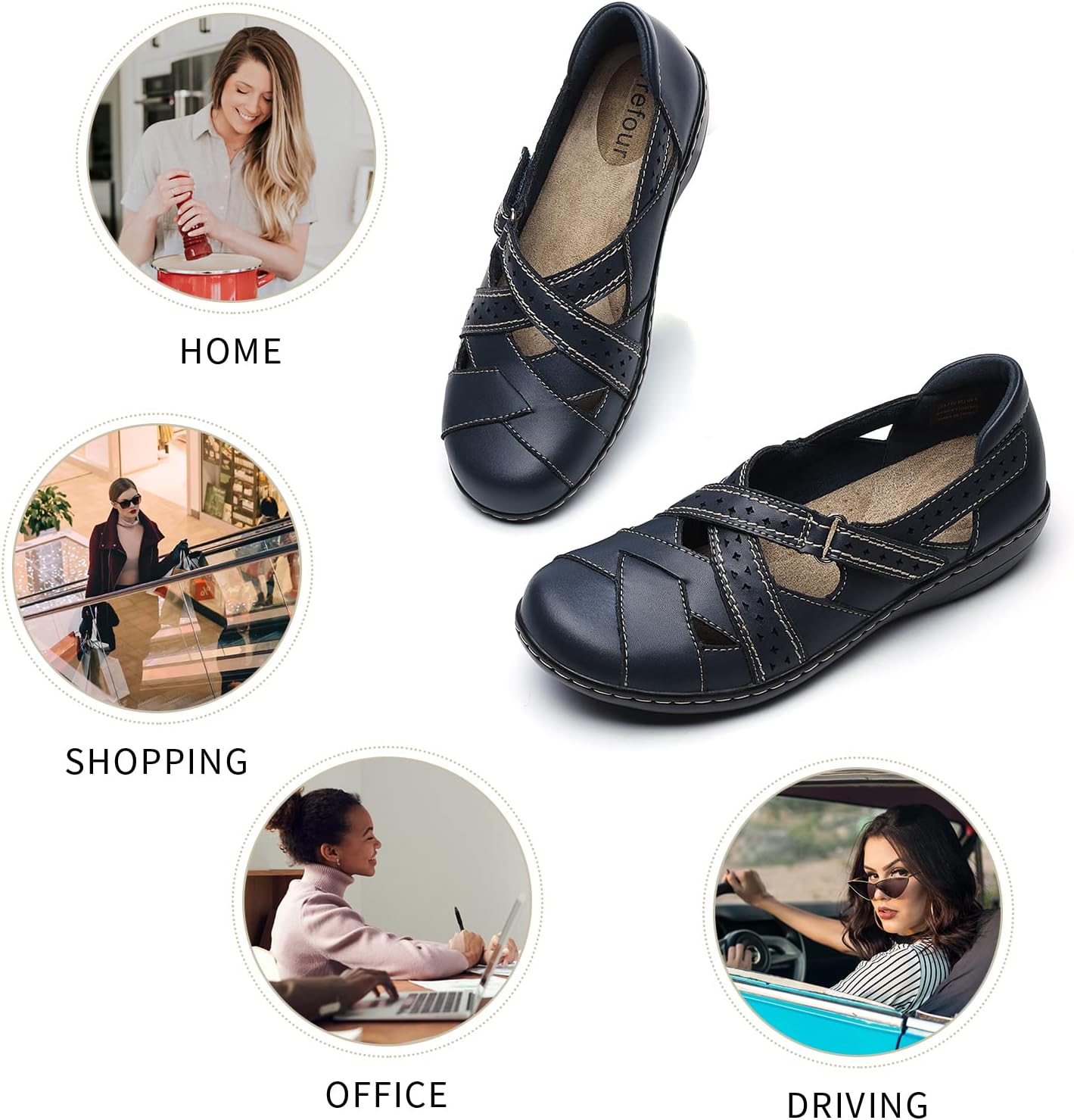 Irrefour Women's Classic Genuine Leather Casual Loafer Cute Slip-On Fashion Closed Toe Flat Sandal Comfy Work Sandal Everyday Walking Shoe - Image 6