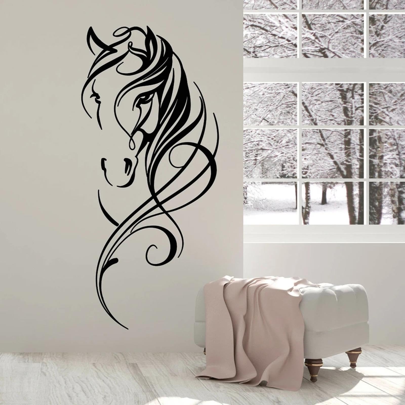 WEIMEIJIE Beautiful Horse Head wall Decals, Art Decals for pet Studios, Clubs, Offices, and Living Rooms.