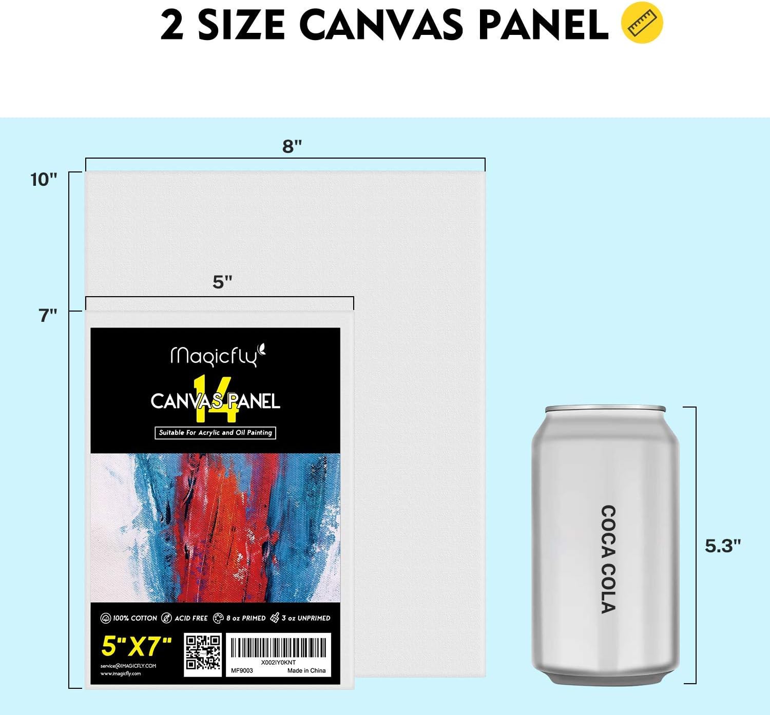 Magicfly Bulk Acrylic Paint Set, 14 Rich Pigments Colors Painting Canvas Panels 2 Sizes