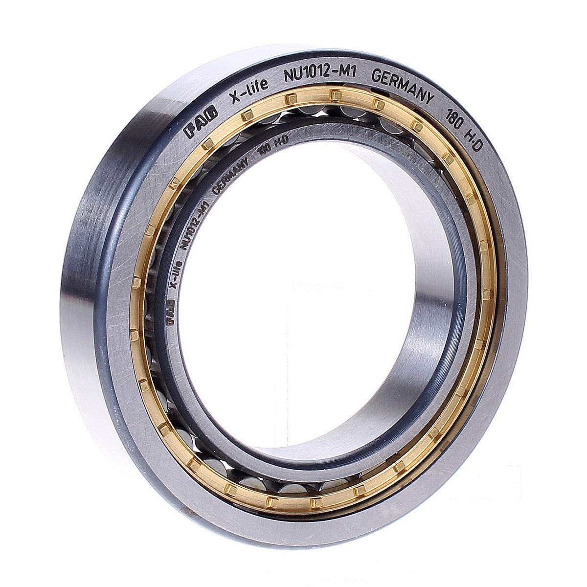 FAG Bearings NU1012M1 Single Row Cylindrical Roller Bearing, Straight Bore, Removable Inner Ring, Standard Capacity, Brass Cage, Normal Clearance, 60mm ID, 95mm OD, 18mm Width