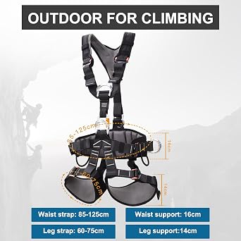 SOB Professional Climbing Harness - Adjustable Thickened Padding Safety Harness with Widened Design for Rock Climbing, Fire Rescue & Caving (Half Body Harness)