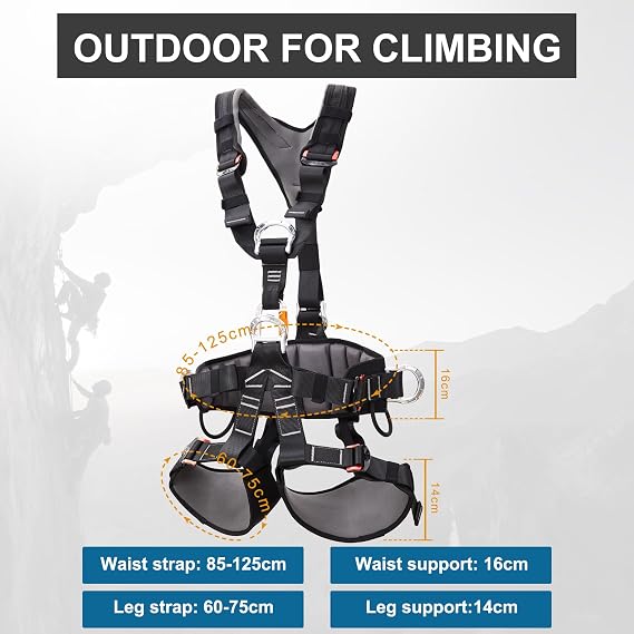 SOB Professional Climbing Harness - Adjustable Thickened Padding Safety Harness with Widened Design for Rock Climbing, Fire Rescue & Caving (Half Body Harness)