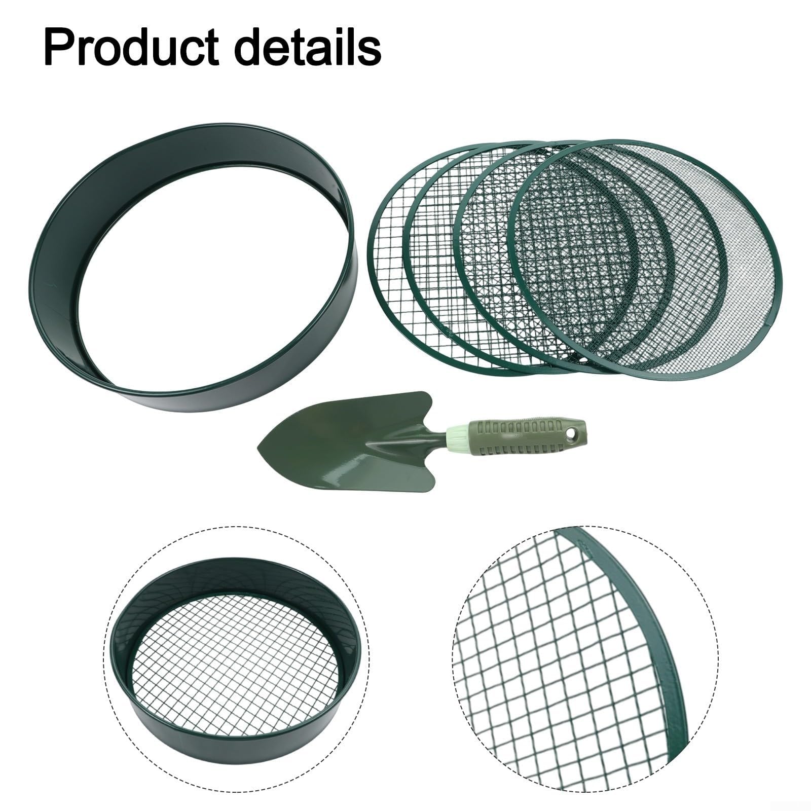 Per setaccio del suolo in acciaio inox pala da giardinaggio schermo orticolo con 4 maglie di dimensioni 3 mm 6 mm 9 mm 12 mm per il filtraggio dei detriti del terreno (telaio dello schermo)