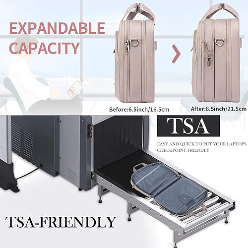 Miniatura 3 de VANKEAN Maletín para laptop de moda para mujer, compatible con la TSA, bolsa expandible para laptop de 17 pulgadas, bolsa impermeable para