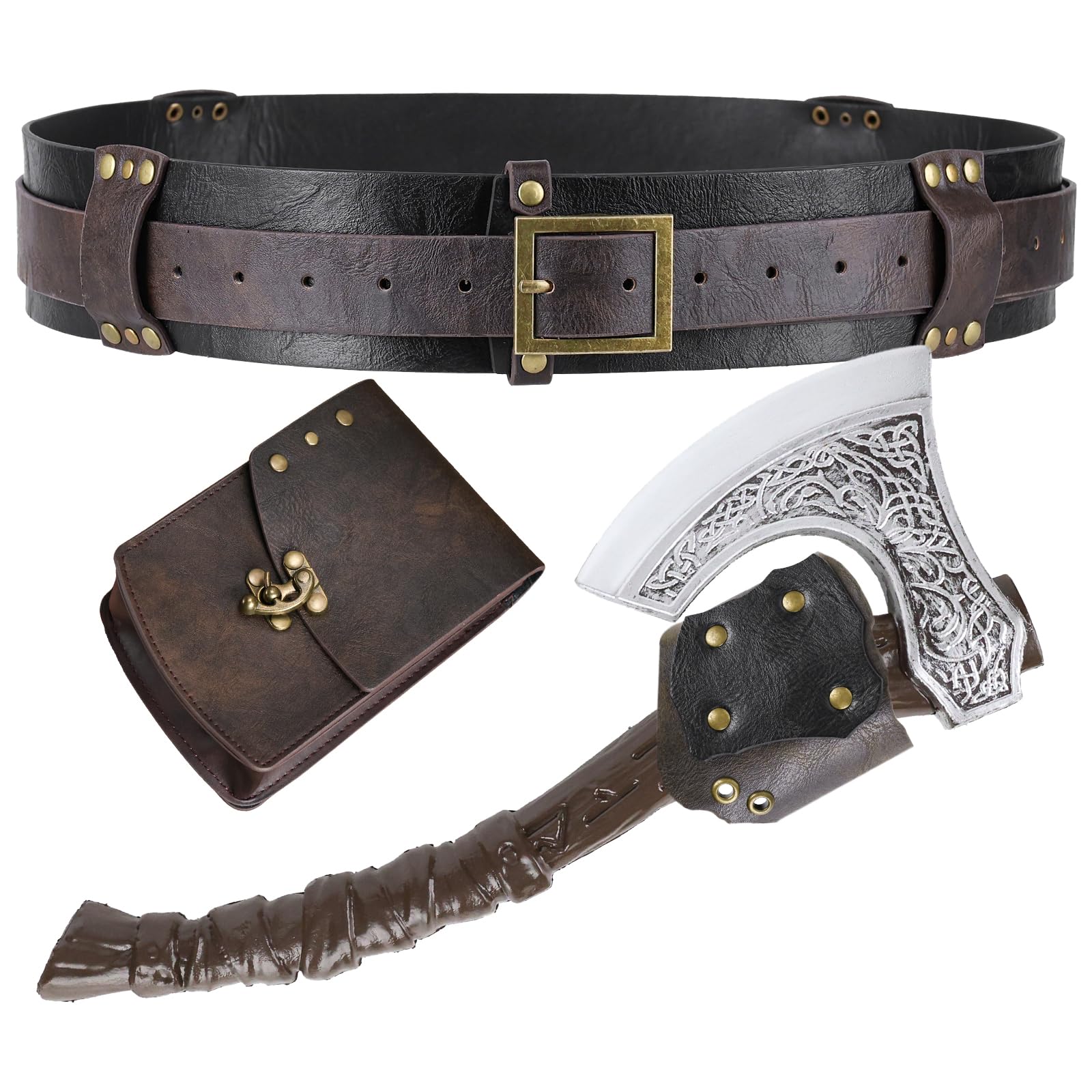 HiiFeuer 4Pcs Viking Warrior Costume Accessories with Fake Axe