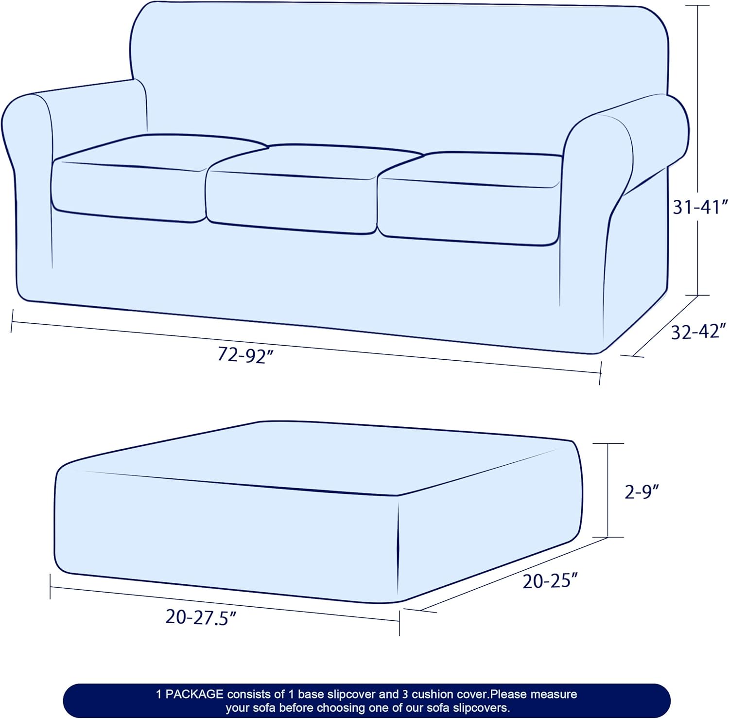 SUBRTEX Sofa Cover Stretch Jacquard Couch Slipcover with 3 Separate Cushion Geometric Patchwork Pattern Design Sofa Slipcover Washable Furniture Protector for Pets Kids(Large, Patchwork Green) : Home & Kitchen