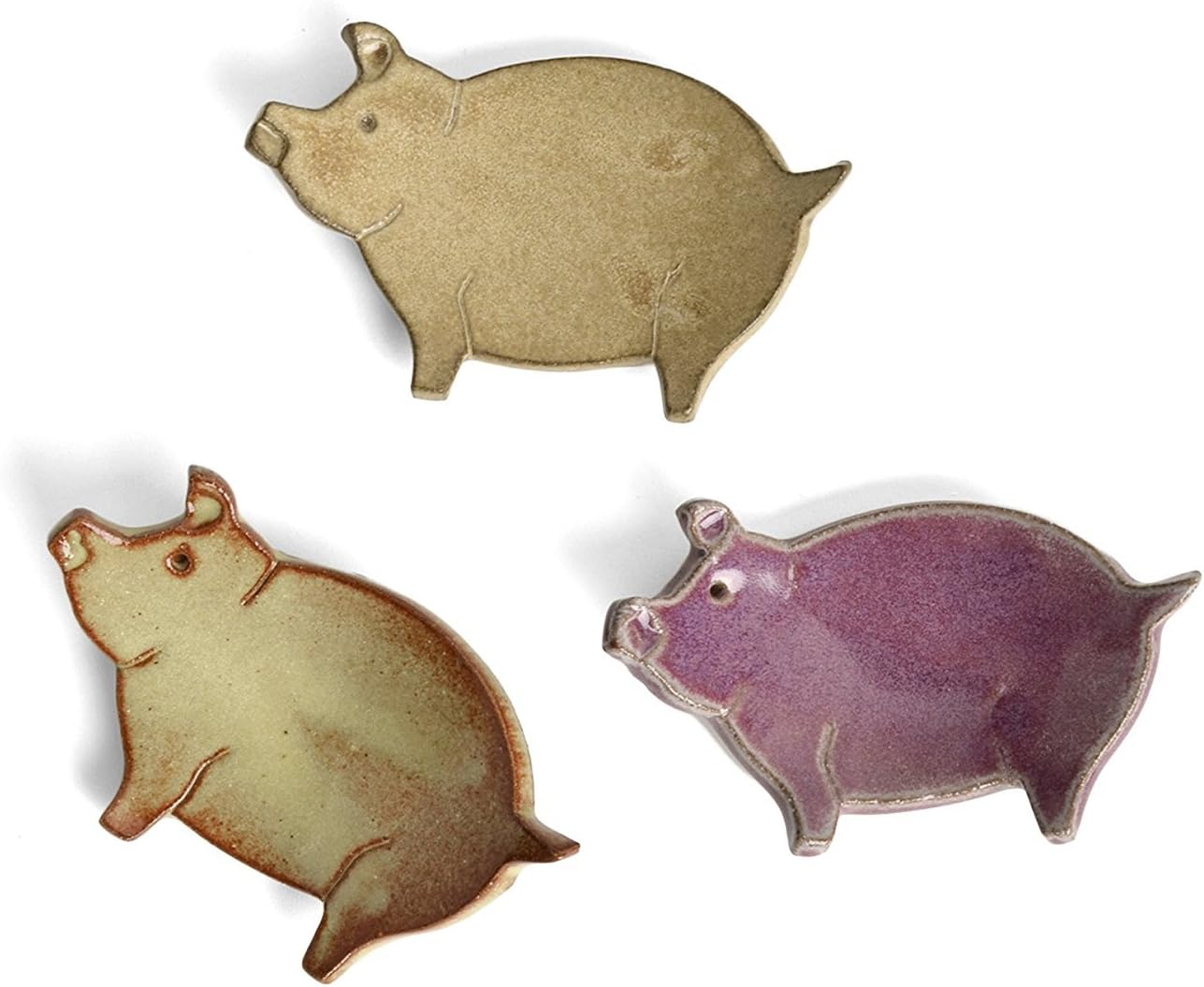 Pig Tea Bag Holder Trinket Plates, Set of 3