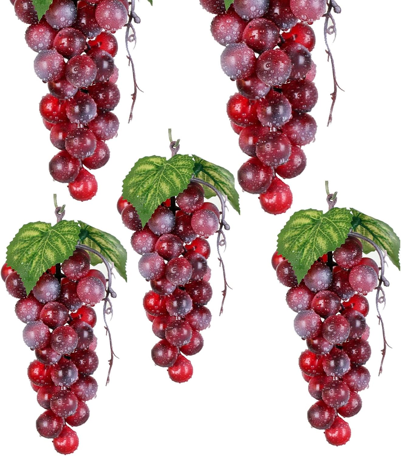 Bairdish 5pcs Red Simulation Grapes Bunches Lifelike