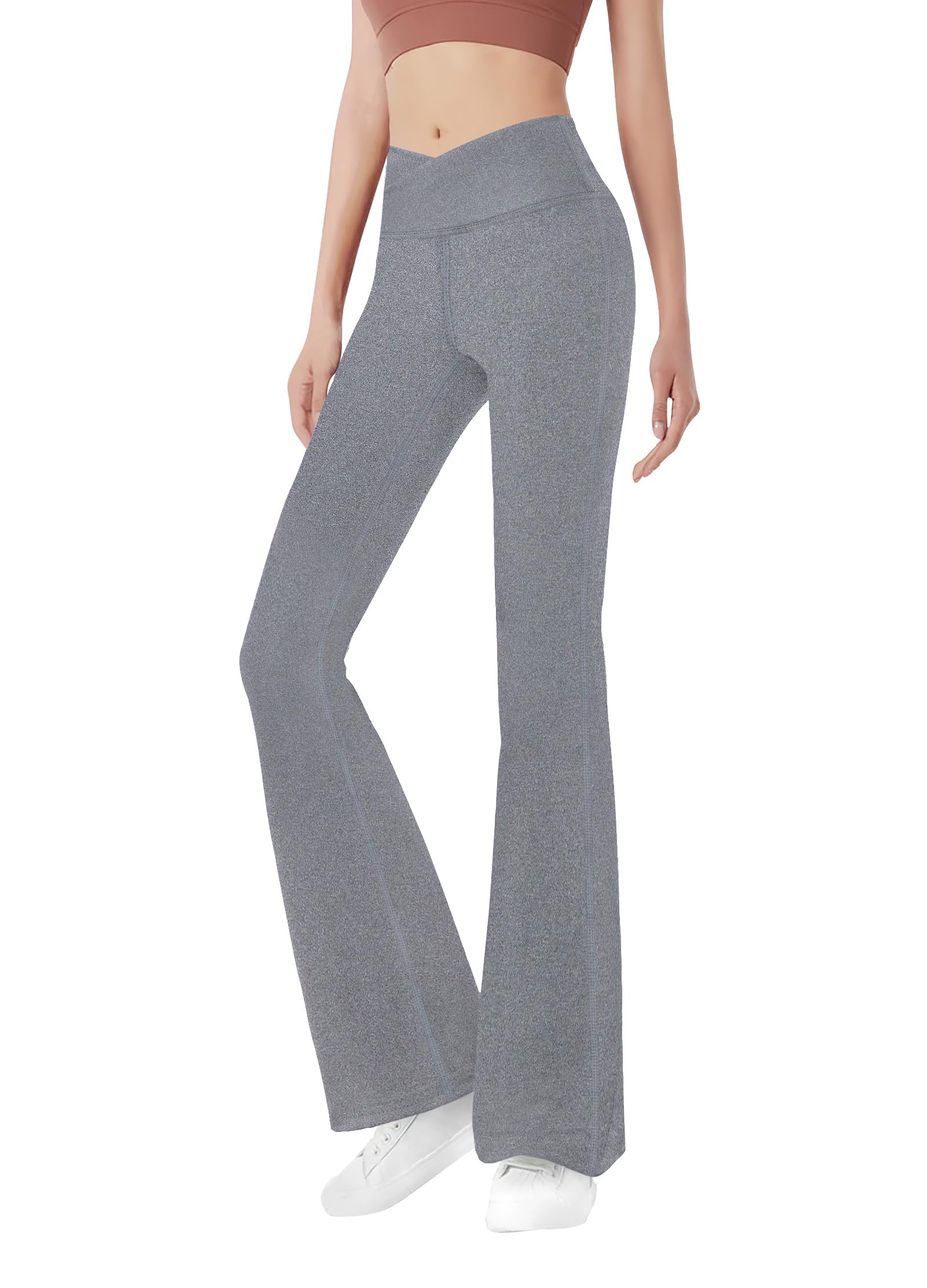 Girls' Leggings Cross Flare Pants Black High Waist Soft Stretchy Full Length Yoga Bootcut Pants for Kids Teens Dance