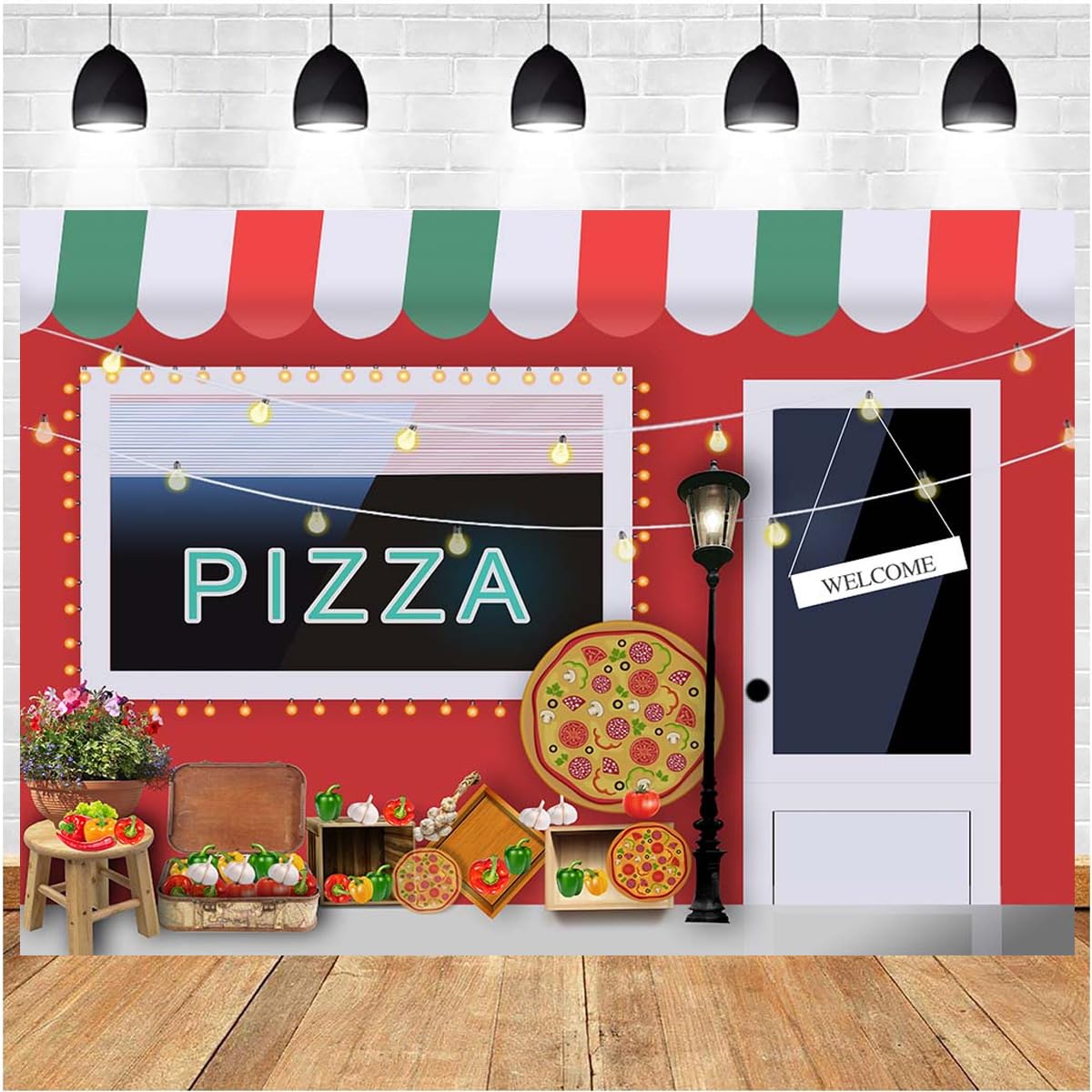 Pizza Shop Photography Background 1st Birthday Pizza Party Decor Backdrop Girls Boys Cooking Theme Birthday Party Background Newborn Baby Shower Cake