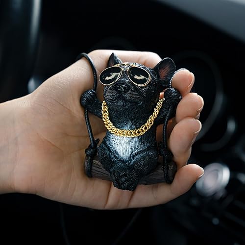 Miniatura 8 de Floruit Accesorios de espejo retrovisor para perro, accesorios para automóvil, bulldog francés, adorno colgante de automóvil, lindos accesorios de