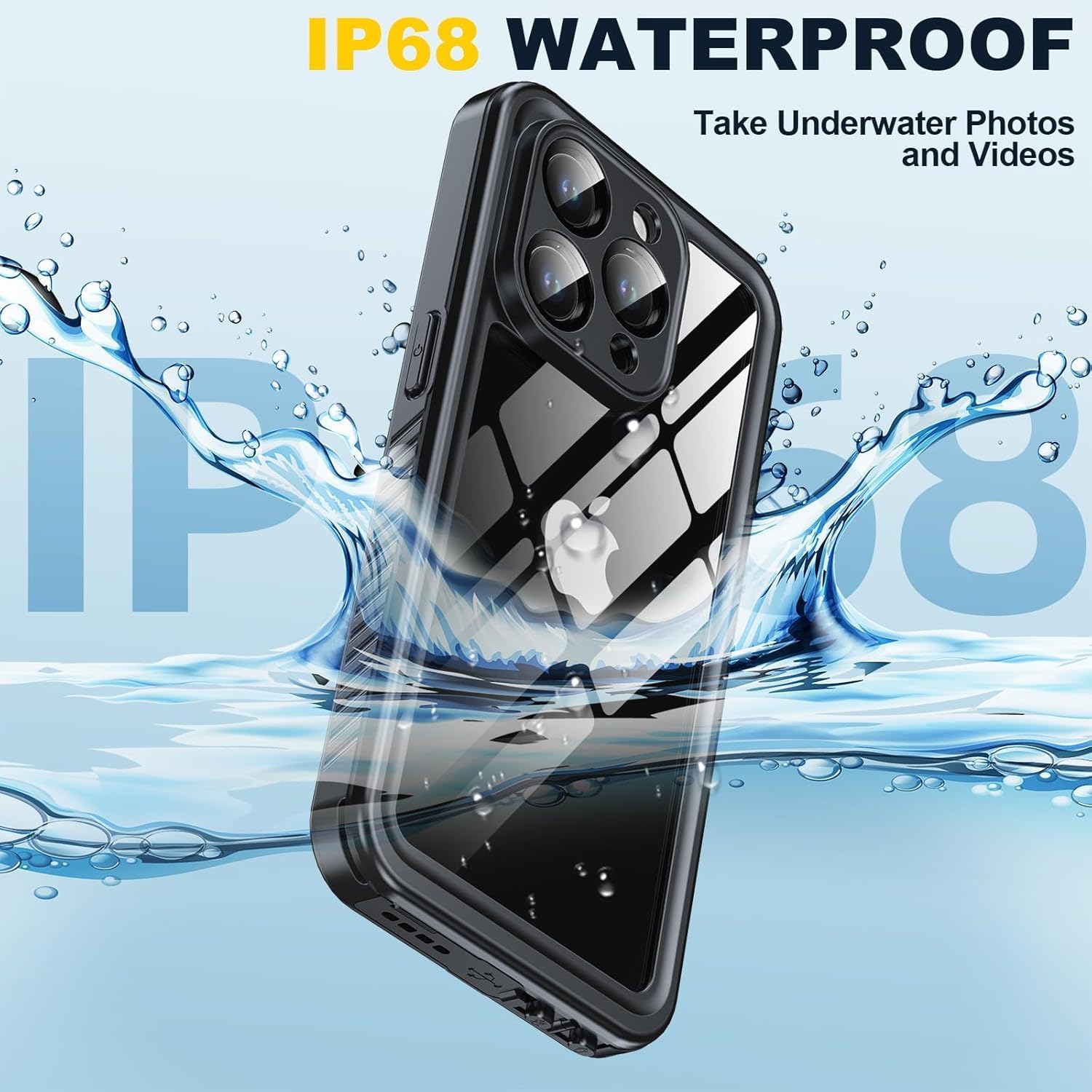 for iPhone 15 pro max case Waterproof,[IPX8 Underwater Case][Full Body Shockproof & 15FT Military Dropproof][Built-in Screen Protector][Dustproof]Clear Sound for iPhone 15 pro max case 6.7 inch-Black - Image 3