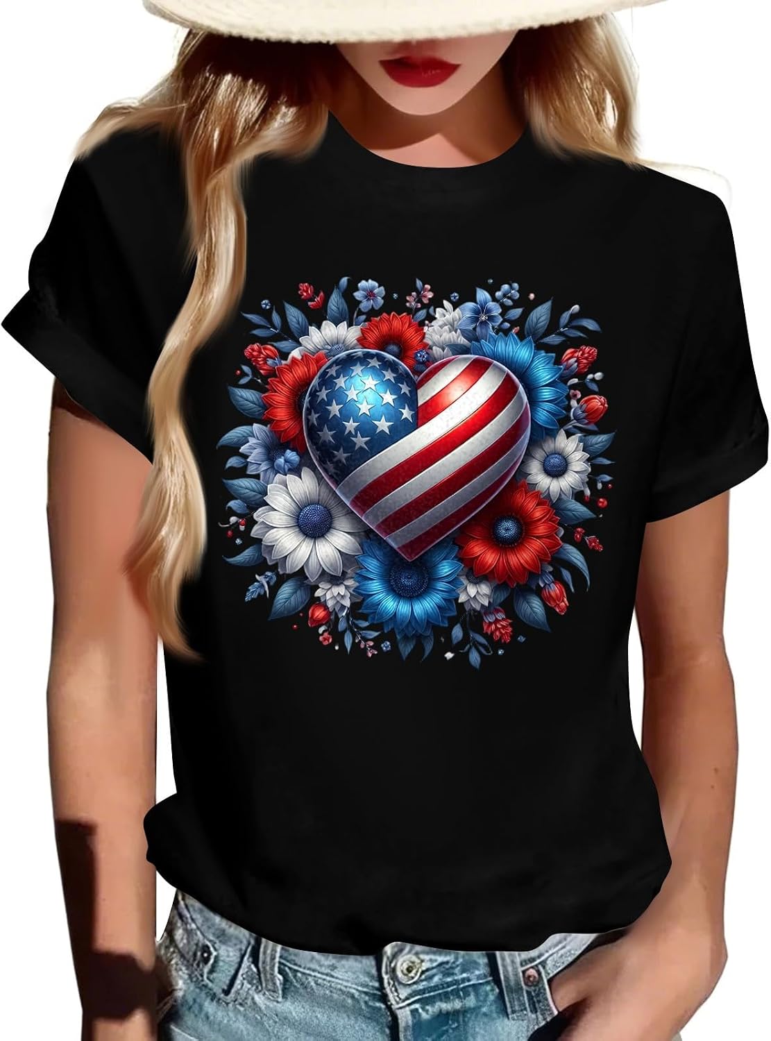 Party in The USA T-Shirt Women 4Th of July Independence Day Shirts Funny Patriontic Graphic Short Sleeve Tees Tops