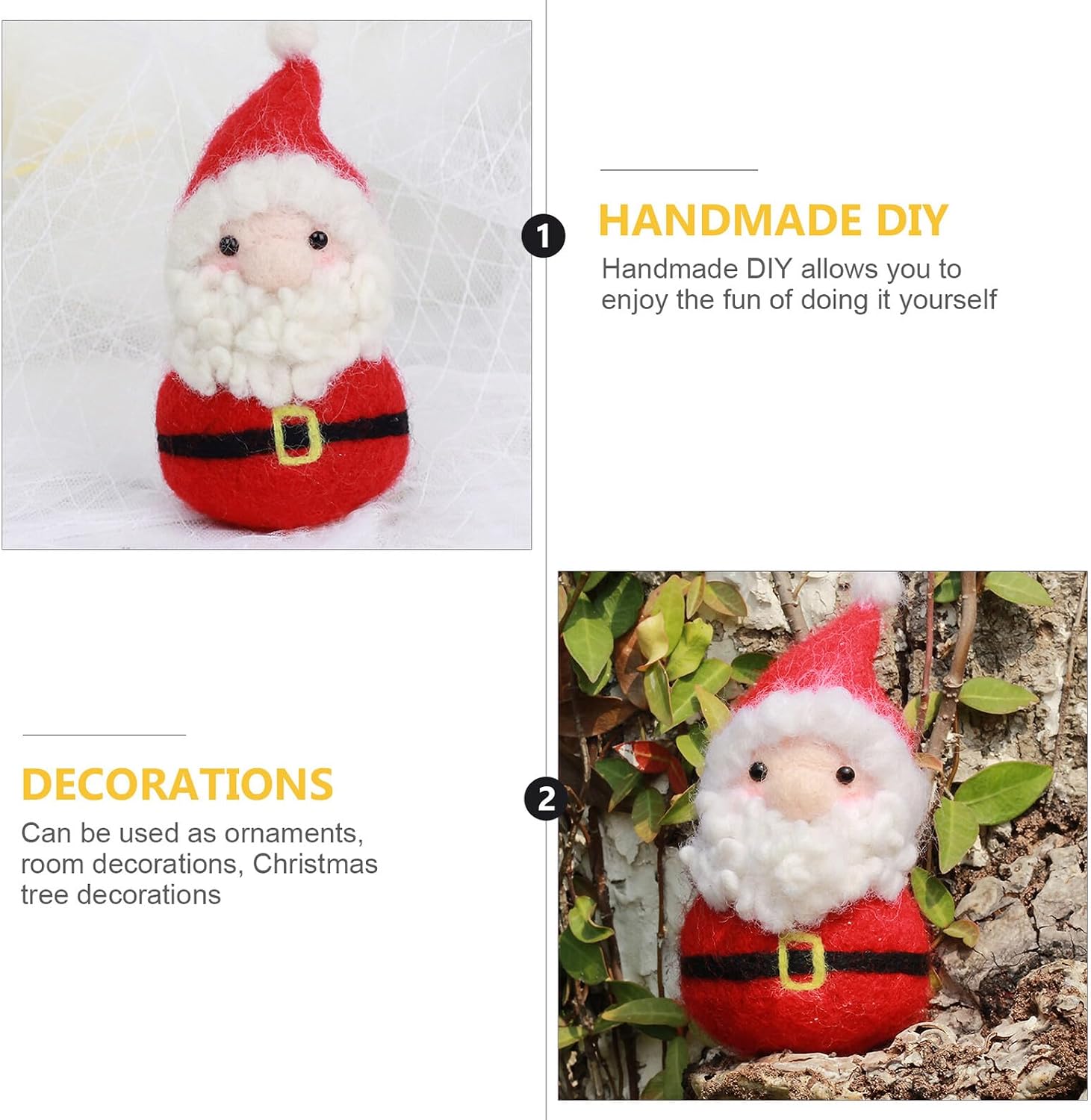 Cabilock Needle Felting Kit DIY Wool Felting Supplies Christmas Santa Claus Wool Felt Craft Set for Beginners Holiday Crafting