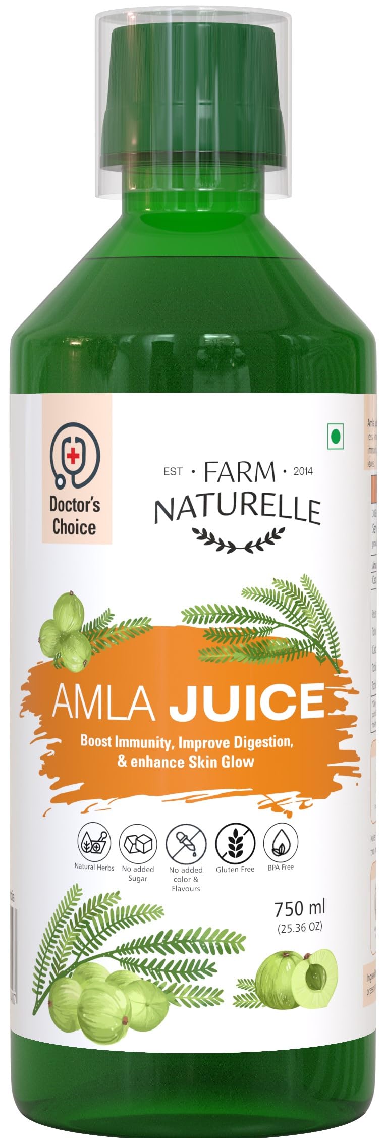 Farm Naturelle - Amla Juice 750ml | Rich in Vitamin C | Supports Immune System |15 Day's Pack-image-44