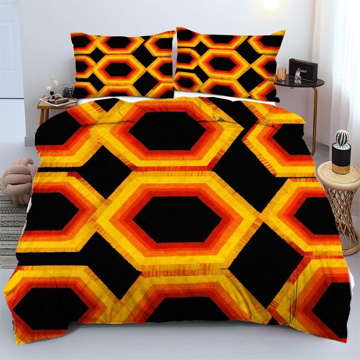 Linge de lit enfant 140x200 cm orange et housse de couette ado avec fermeture éclair