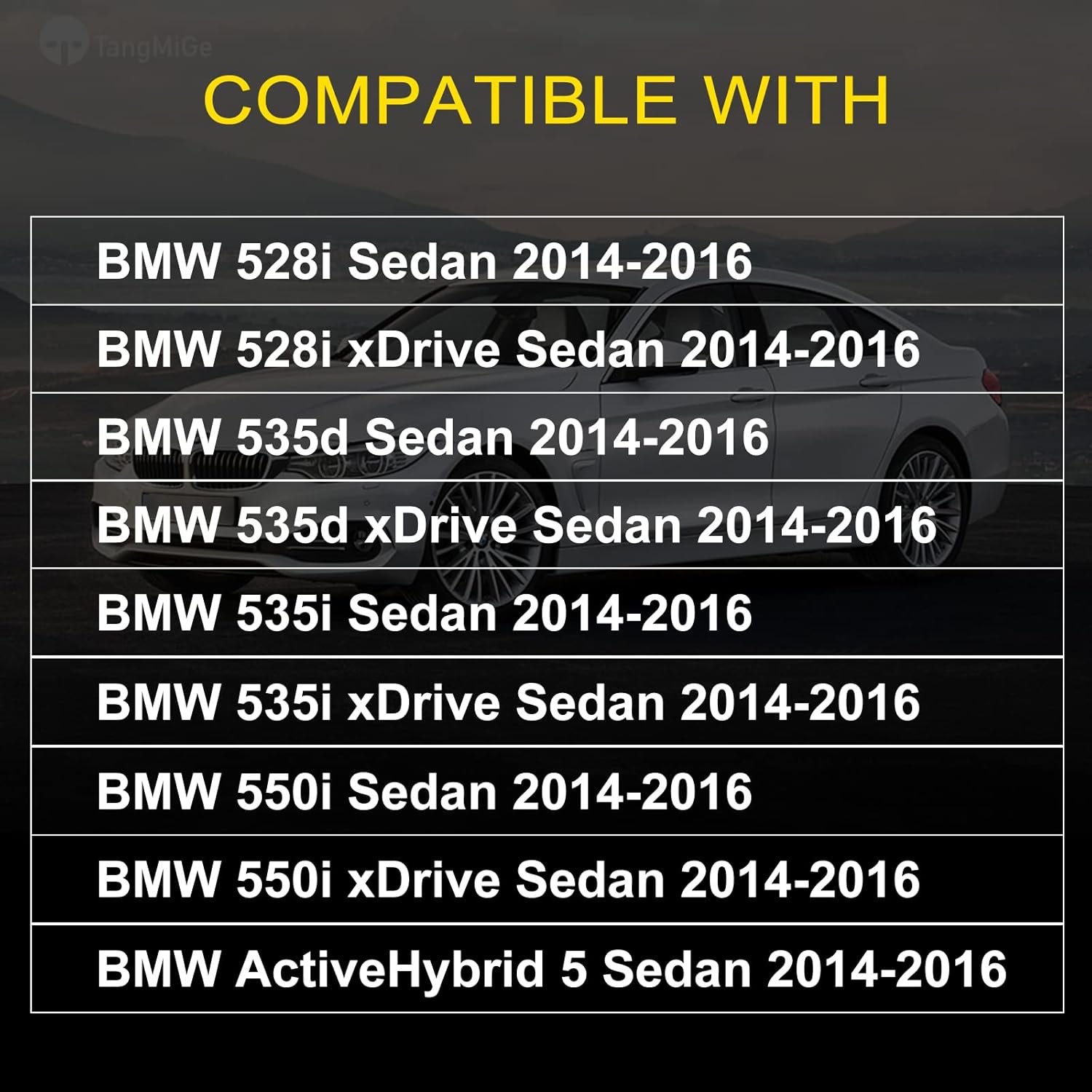 TangMiGe Fog Lights compatible with BMW 528i 535i 535d 550i Sedan/xDrive Sedan, ActiveHybrid 5 Sedan, 5 Series F10 F11 F07, 2014 2015 2016, 1 Pair (Clear)