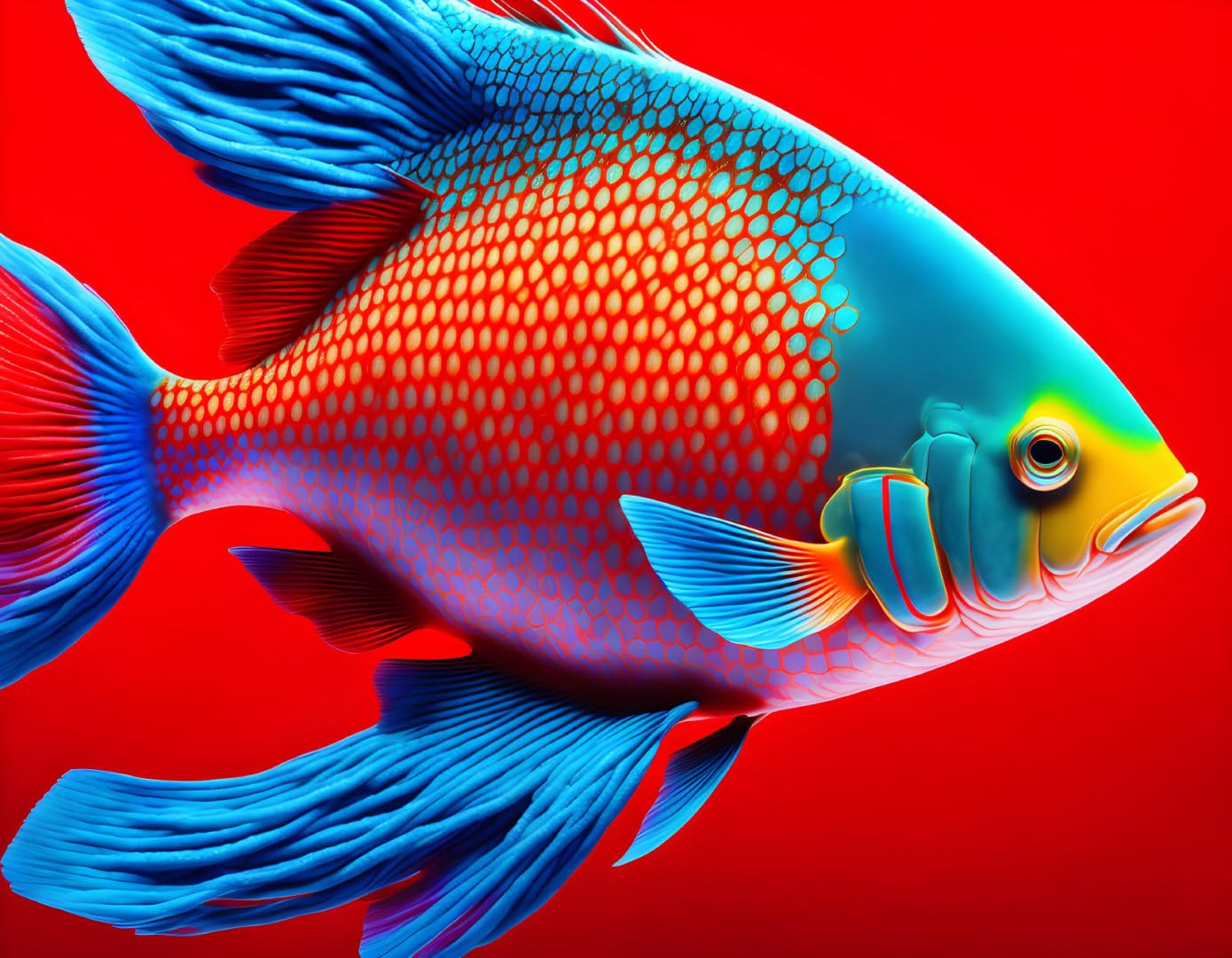 Poster poisson rouge SERENDIPITP affiche decoration murale 58x90