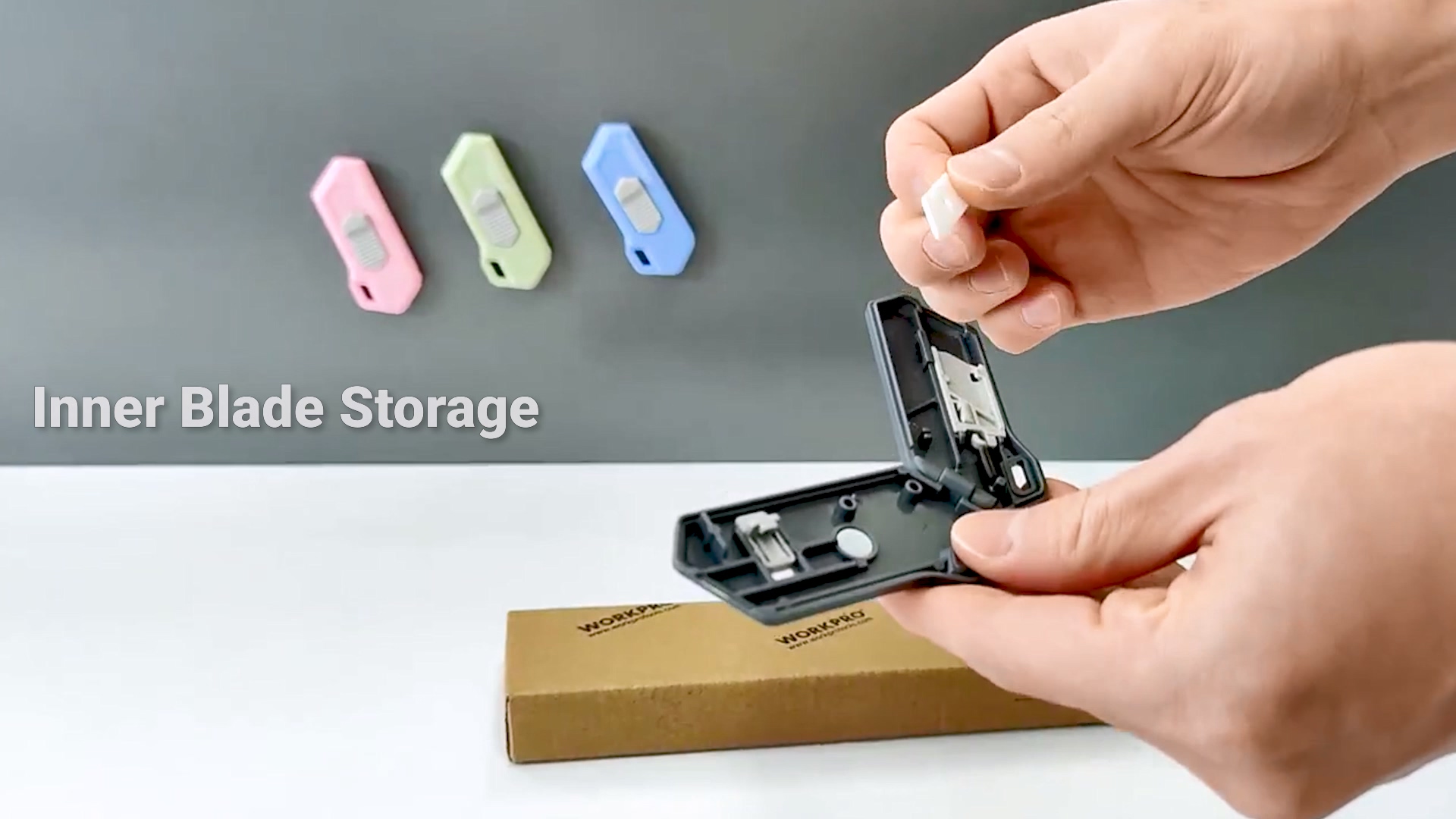 WORKPRO Ceramic Small Safety Box Cutter, Automatic Rebound
