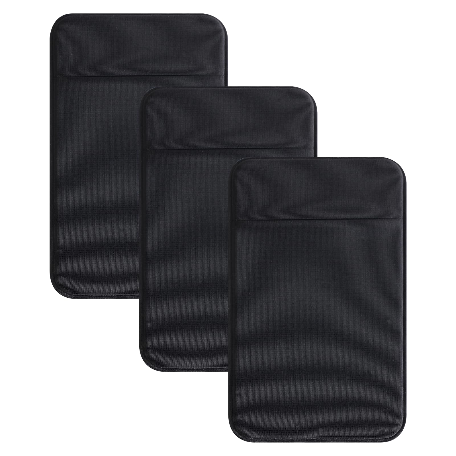Portefeuille de Téléphone 3 Pièces à Coller Pochettes Extensibles en Tissu Compatible iPhone Samsung LG Noir