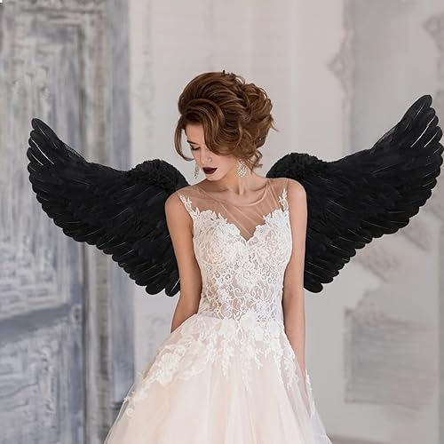 Miniatura 5 de Disfraz de alas de ángel y halo para adultos, alas de ángel de plumas para mujeres, niños y niñas, disfraz de fiesta temática de Halloween
