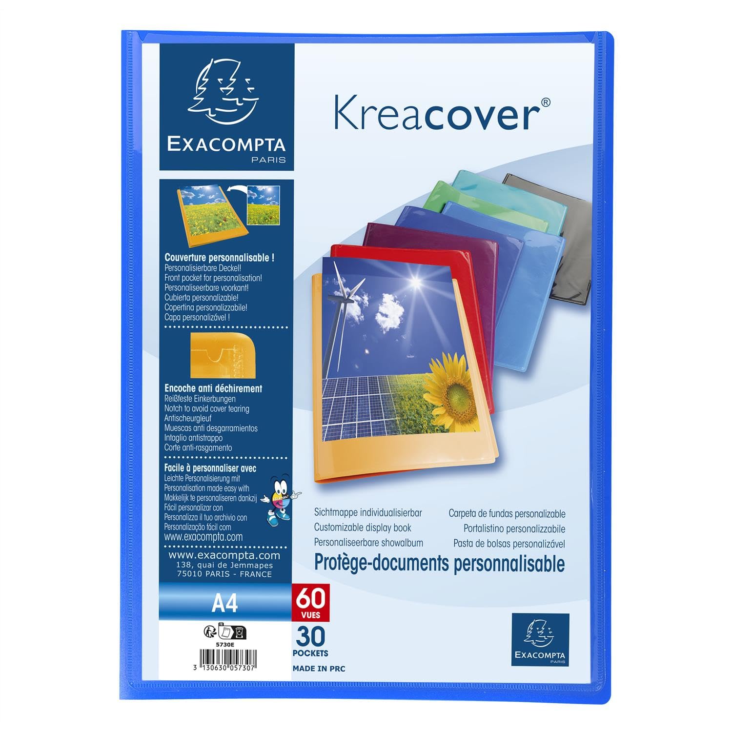Kreacover Sichtmappe, personalisierbar, blickdicht, 60 Seiten, Polypropylen, verschiedene Farben, 12 Stück (8)