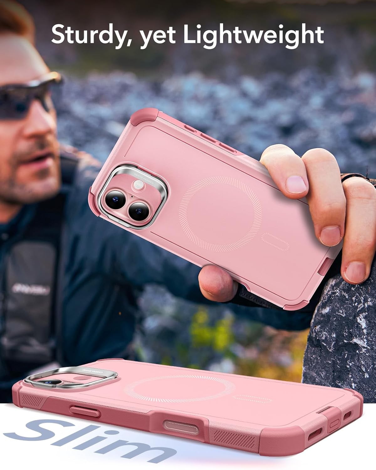 ESR for iPhone 16 Case with Stand, 23 ft Military-Grade Drop Protection, Heavy Duty Magnetic Phone Case, Compatible with MagSafe Accessories, Cyber Series, Pink - Image 8