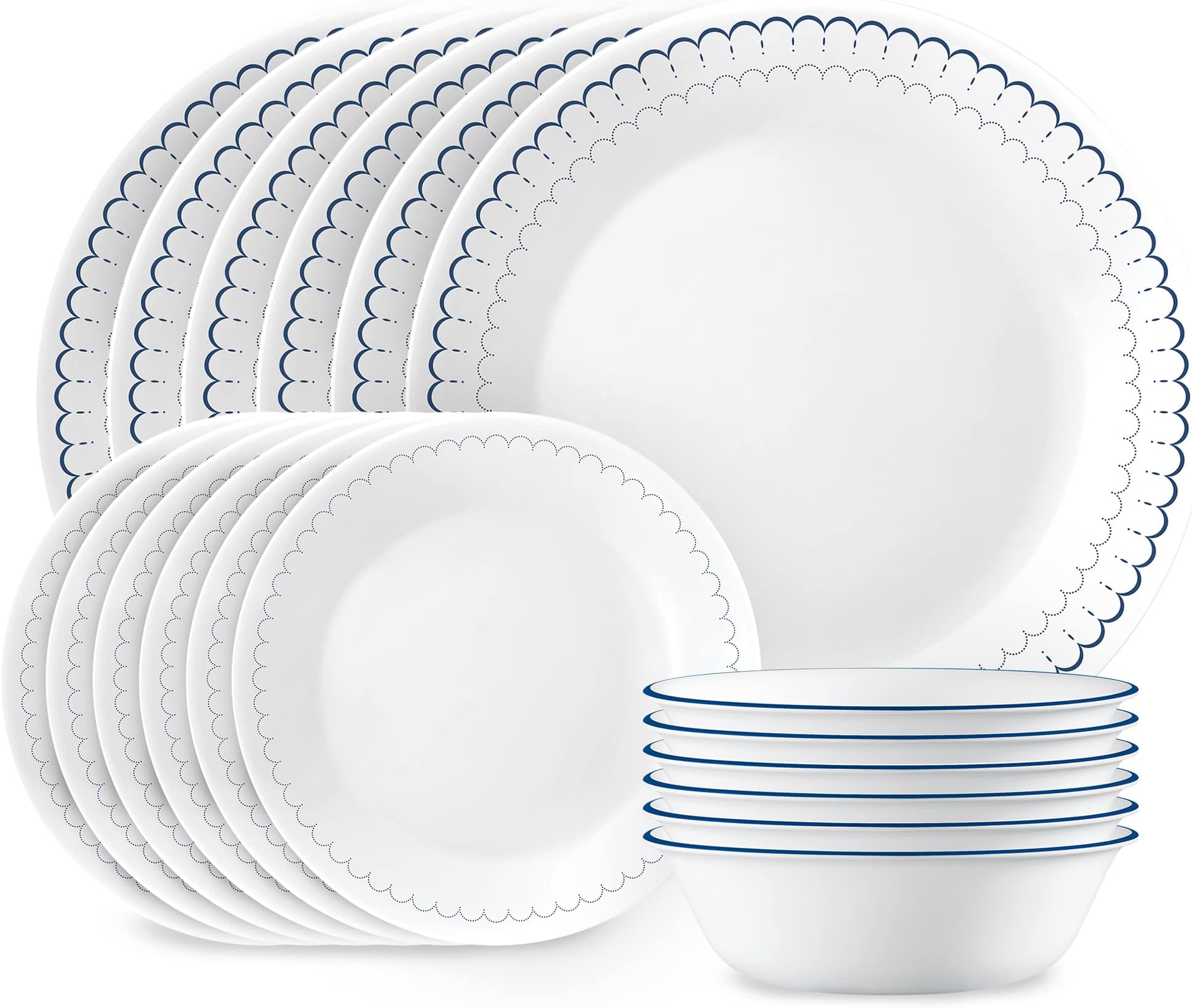 Corelle Dinnerware Set 18-Piece, Navy, White, 1147837