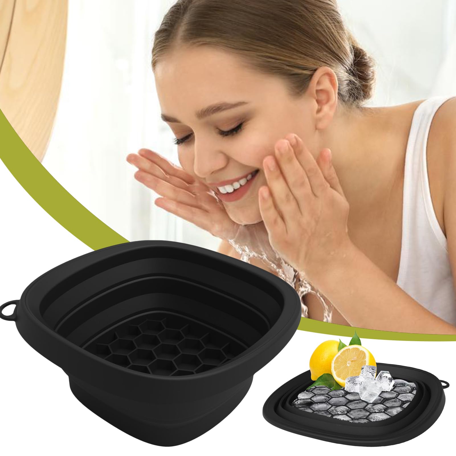Cuenco Facial De Hielo, Bol Plegable De Silicona Para Baño De Hielo Facial, Accesorio De Spa Plegable Con Bandeja Integrada Para Cuidado De La Piel Reduciendo Hinchazón Y Firmeza