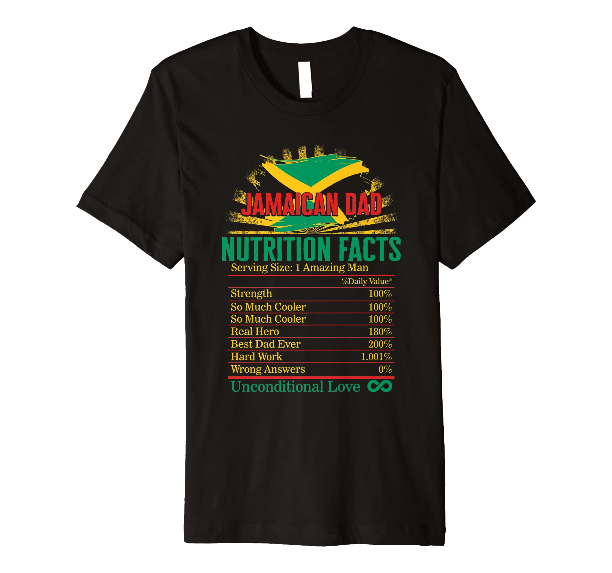 Jamaica Pride Jamaican Dad Nutrition Facts Independence Cele Premium T-Shirt