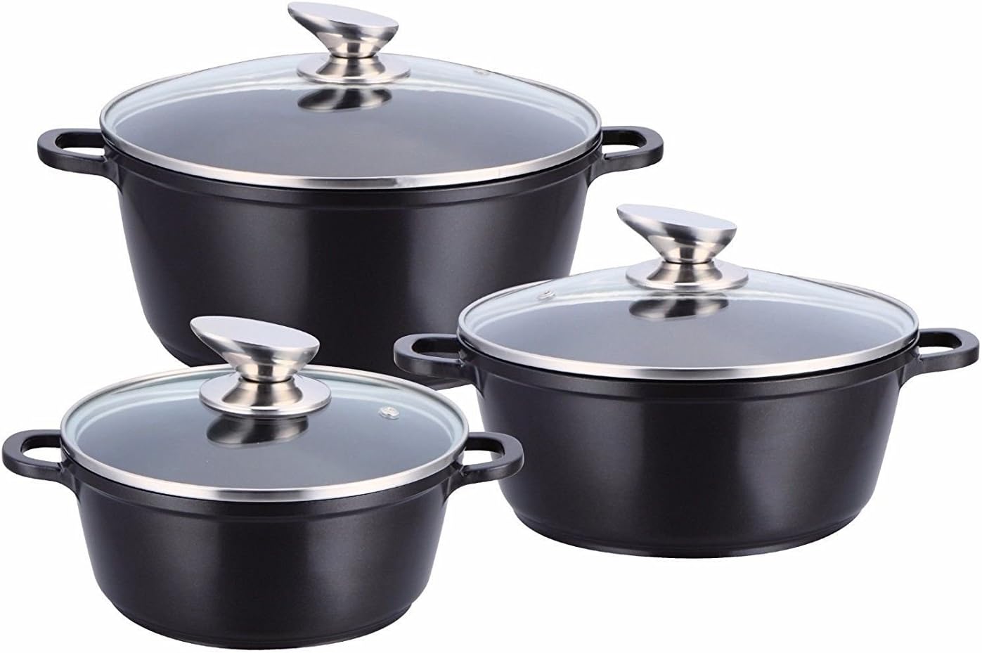 Stainless steel Canister set 3 pcs with Window in 6 colours (Black)