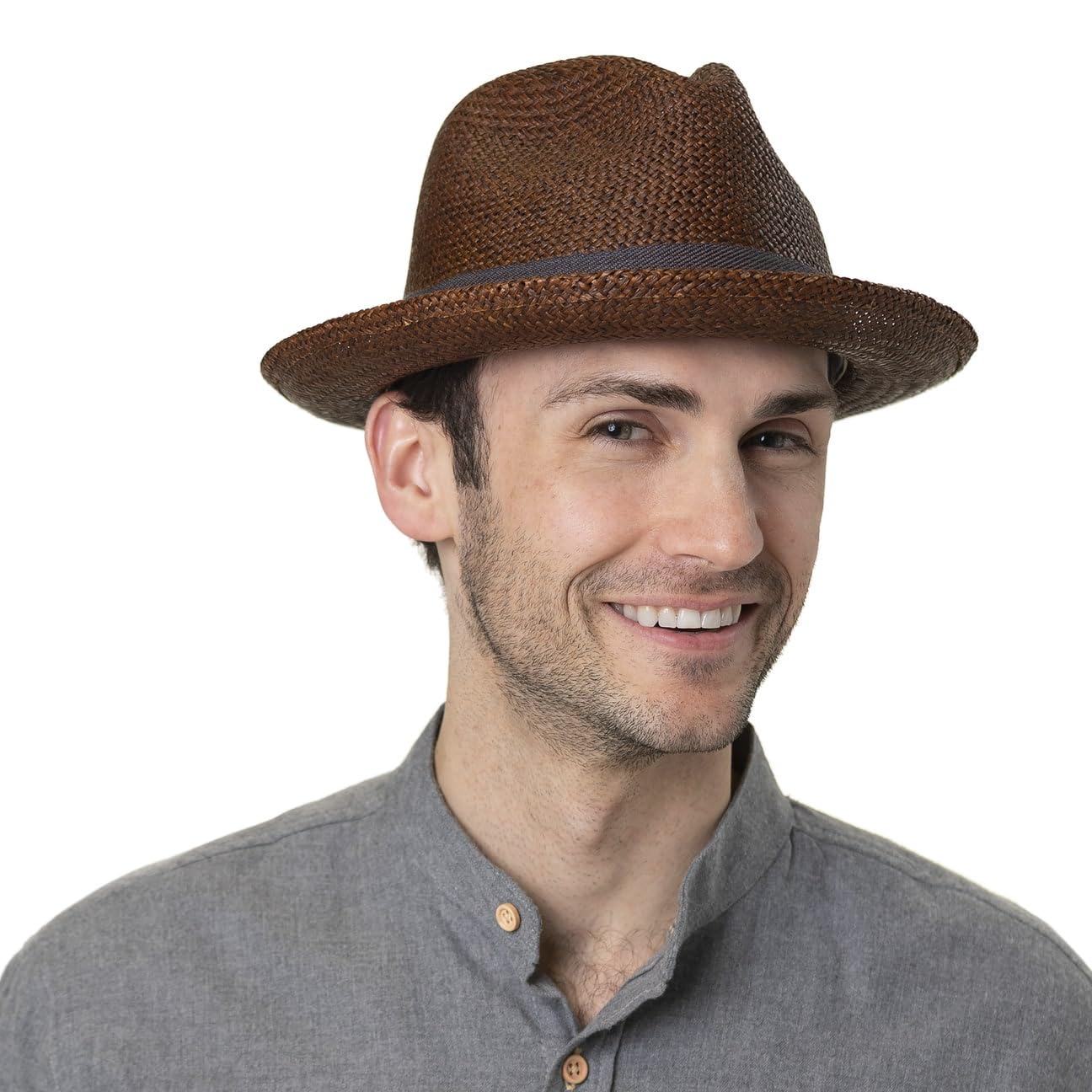 Stetson Lamaro Chapeau Player Panama Paille avec Bande en Tissu Homme Printemps Ete
