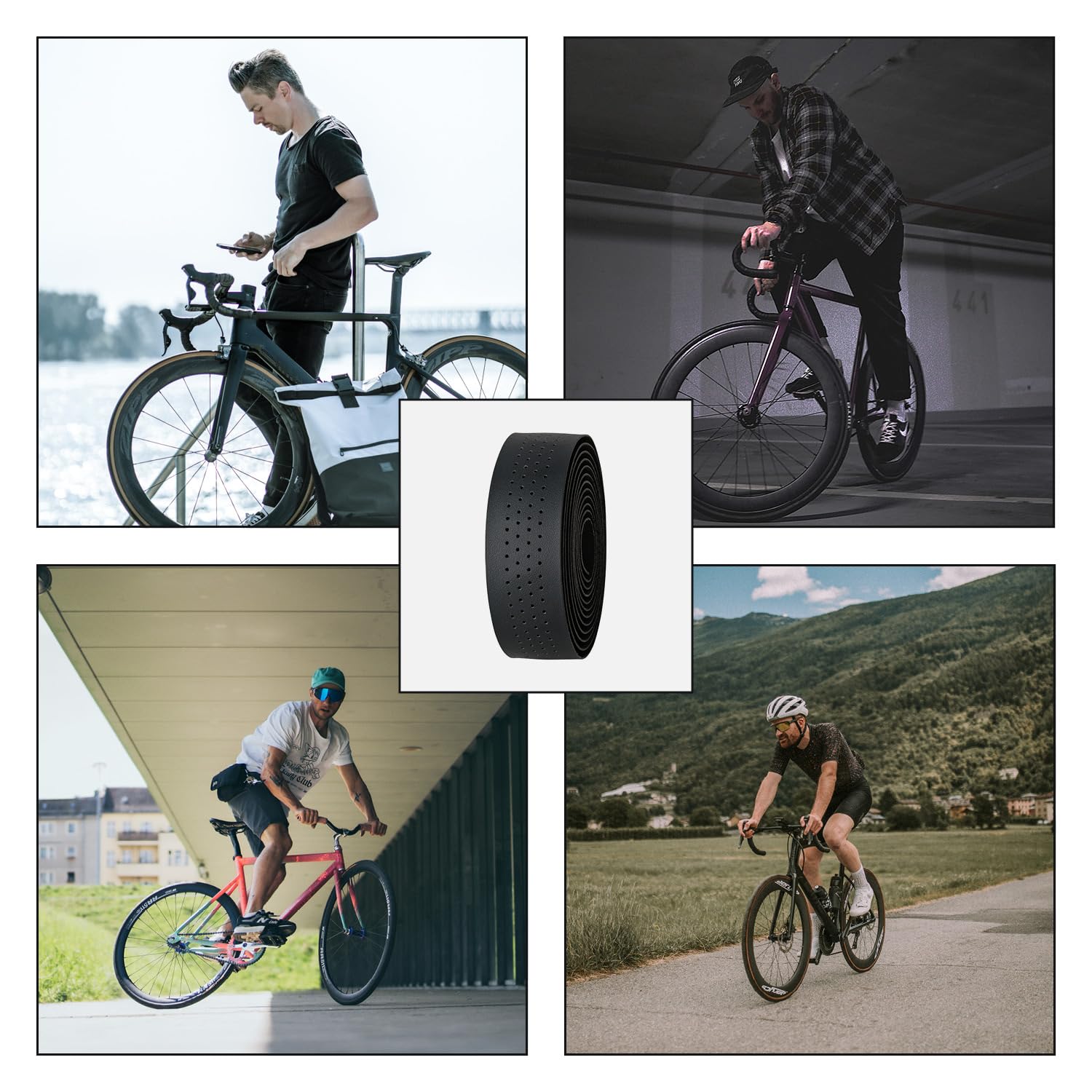 URBAN ZWEIRAD Premium Extra Dry - Nastro manubrio bici corsa nero - Nastro bici da corsa manubrio autoadesivo incl. terminali alluminio - nastro per manubrio bici da corsa e gravel (nero)